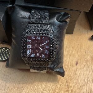 Brand New Elegant Black Crystal-Studded Men's Watch